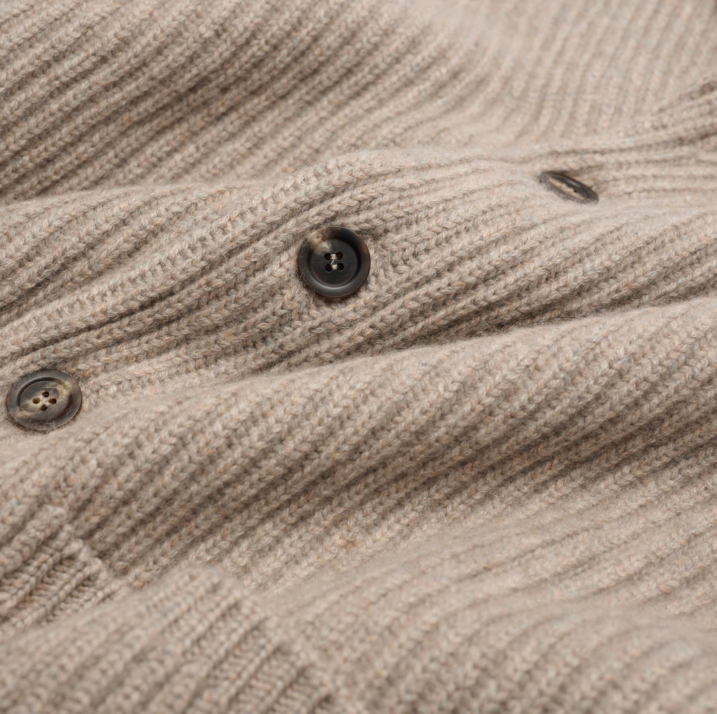 Ribbed Shawl Collar Cashmere Cardigan - Natural Marl