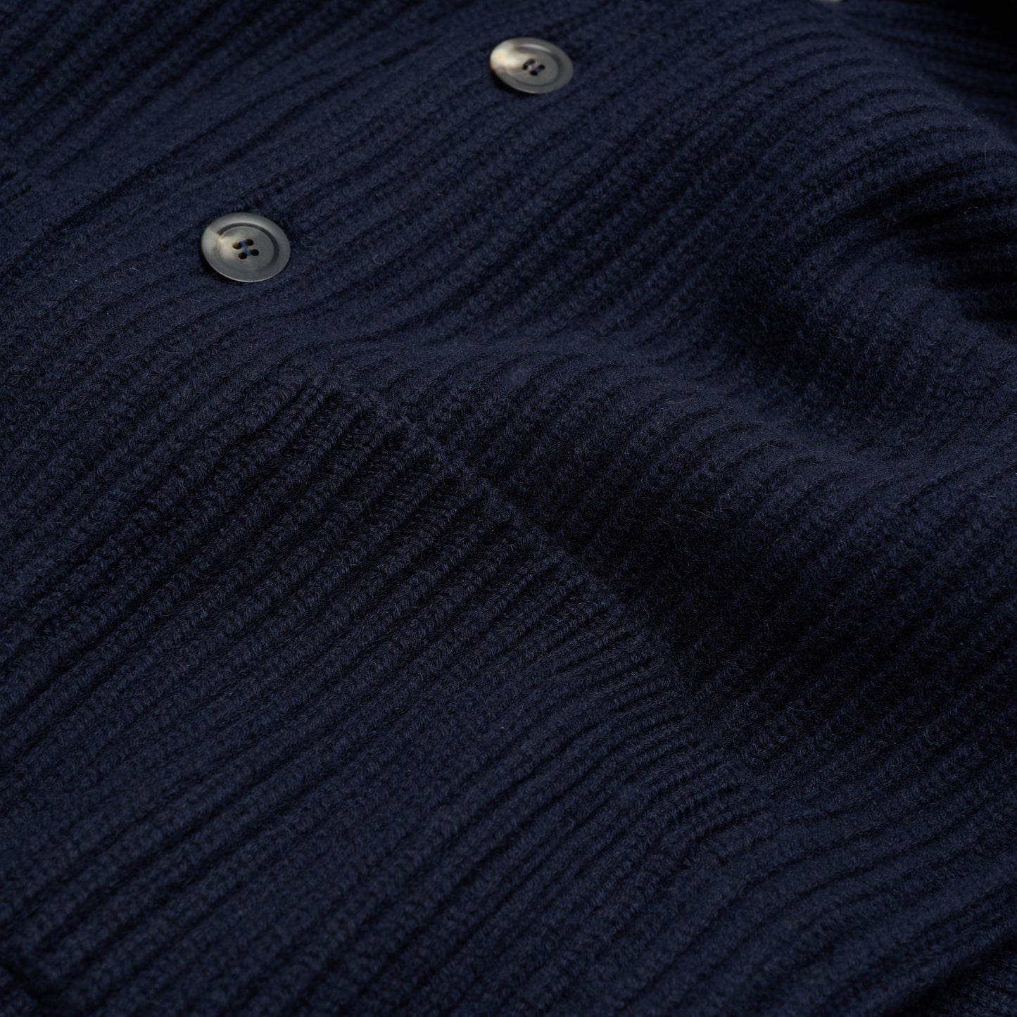 Ribbed Shawl Collar Cashmere Cardigan - Dark Navy