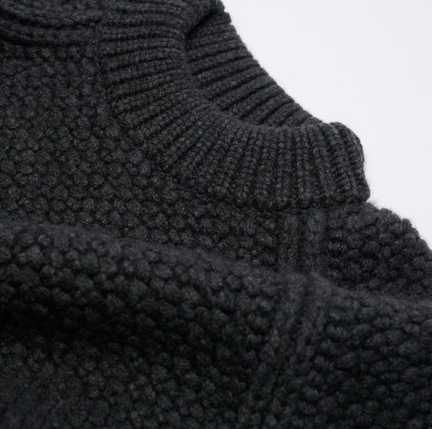 Chunky Textured Funnel Neck Jumper - Charcoal