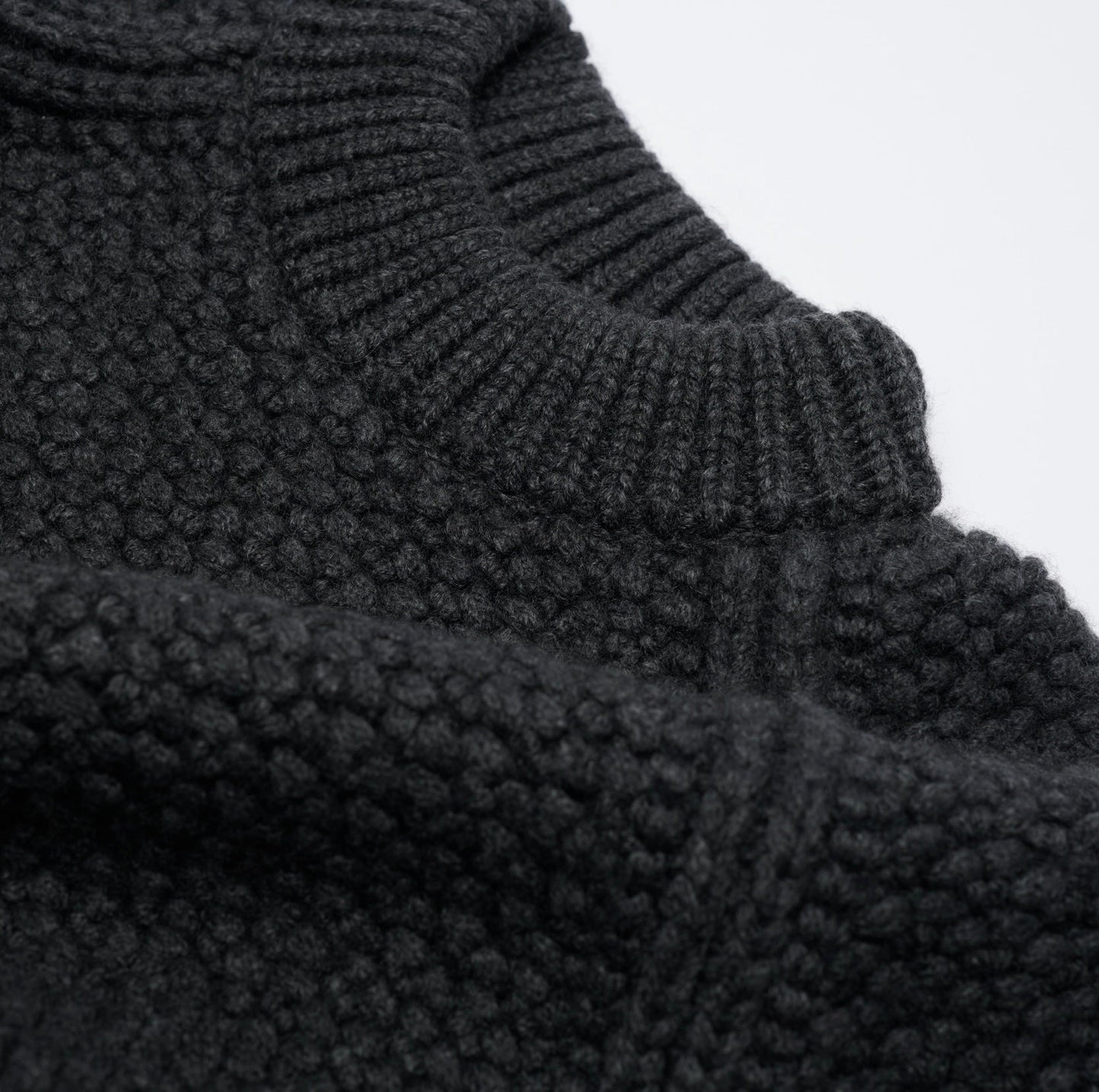 Chunky Textured Funnel Neck Jumper - Charcoal