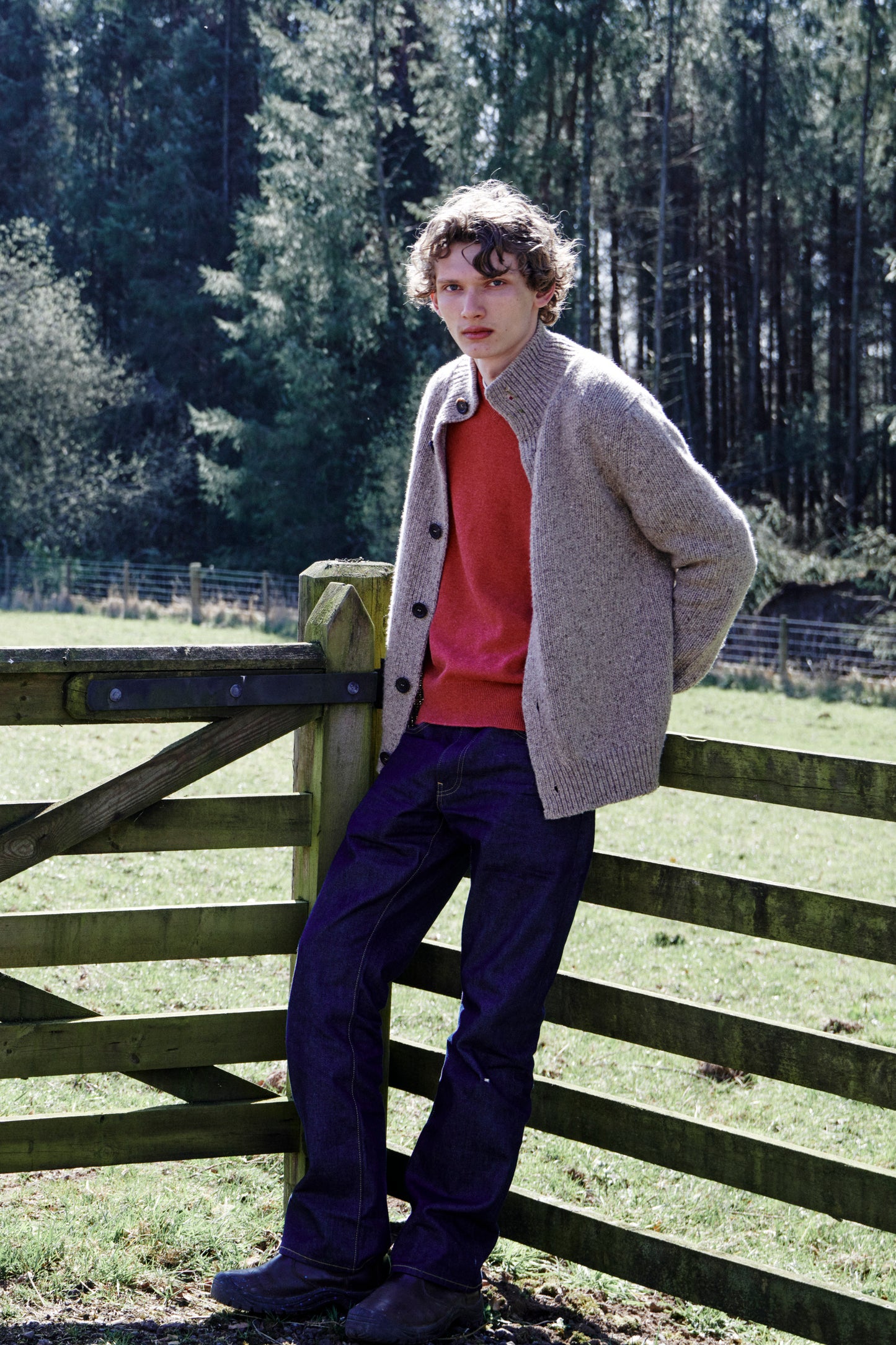 Donegal 8 Ply Cashmere Button Cardigan - Natural