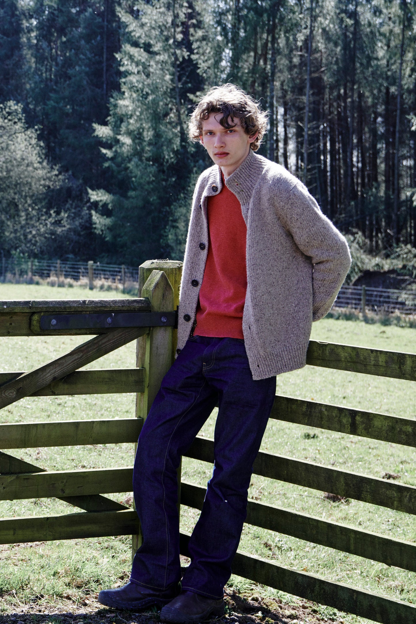 Donegal 8 Ply Cashmere Button Cardigan - Natural