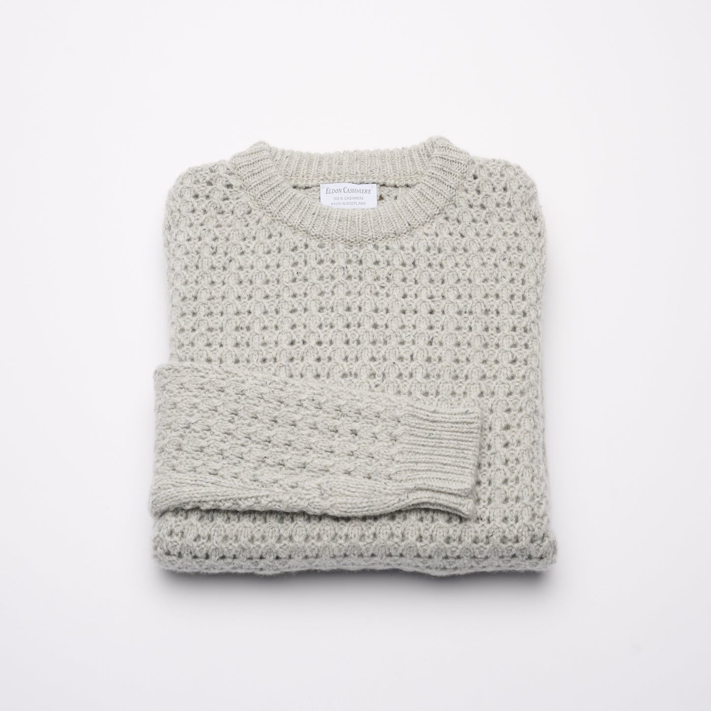 Donegal Cashmere Crochet Jumper - Light Grey
