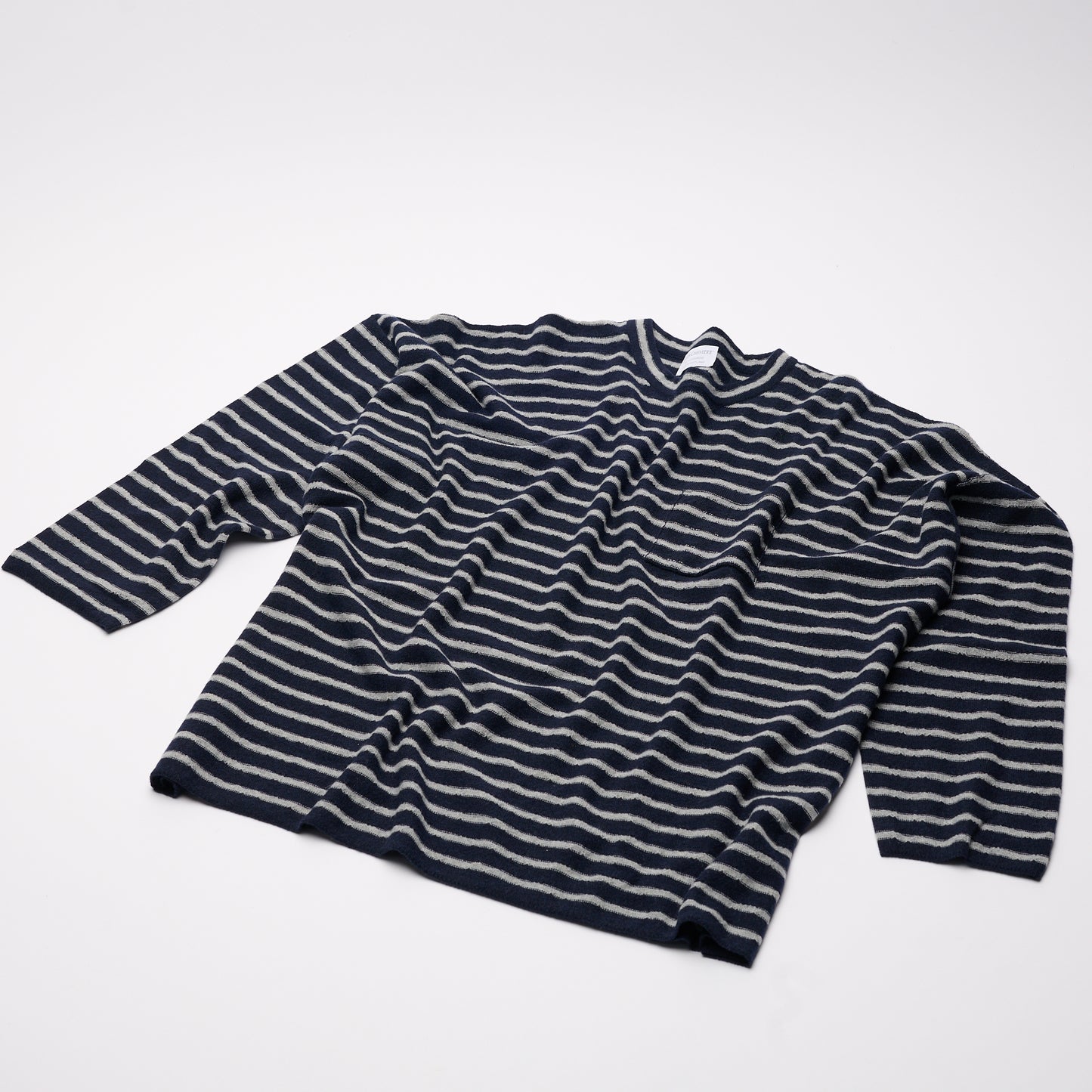 Unisex Striped Cashmere Jersey - Navy & Light Grey