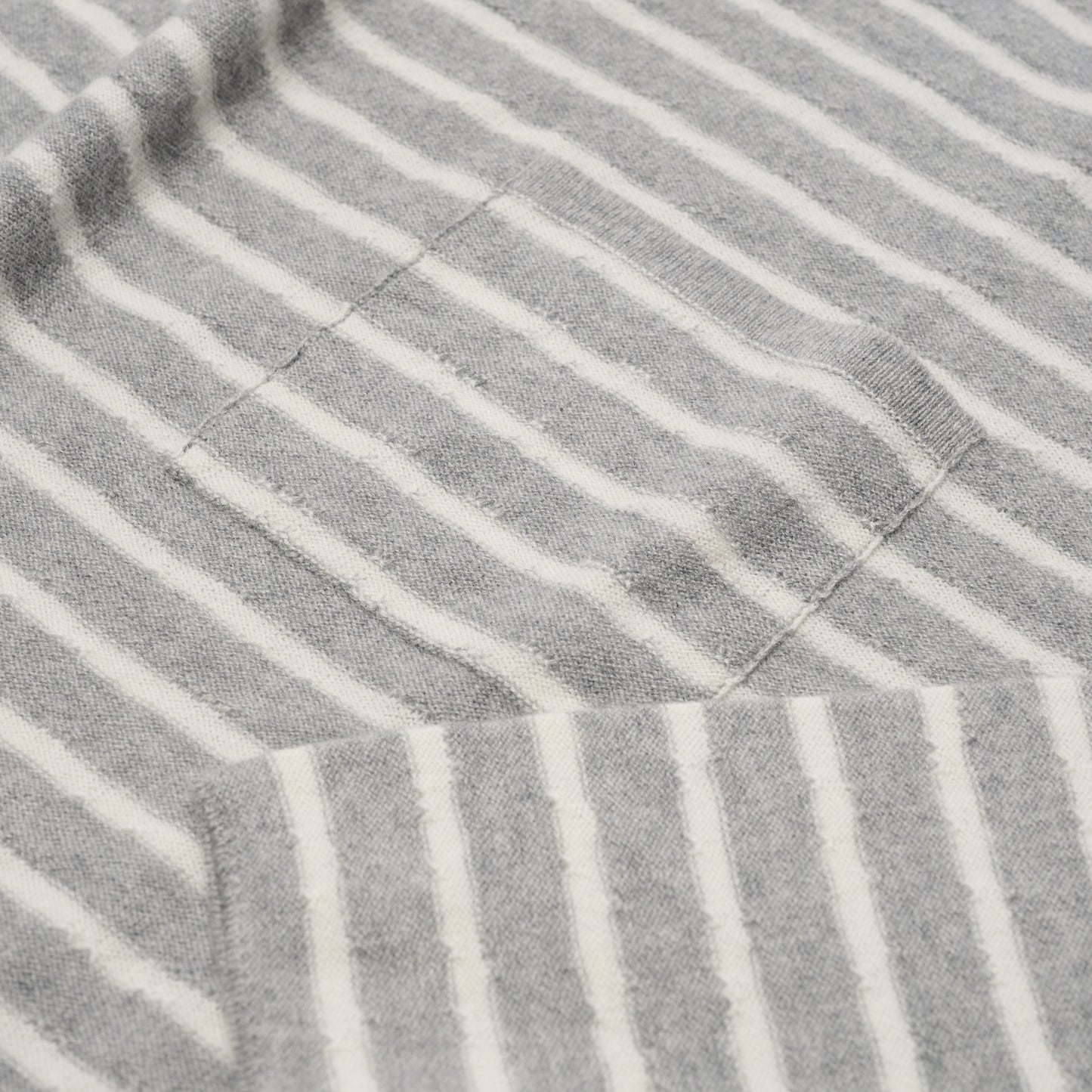 Unisex Striped Cashmere Jersey - Light Grey & White