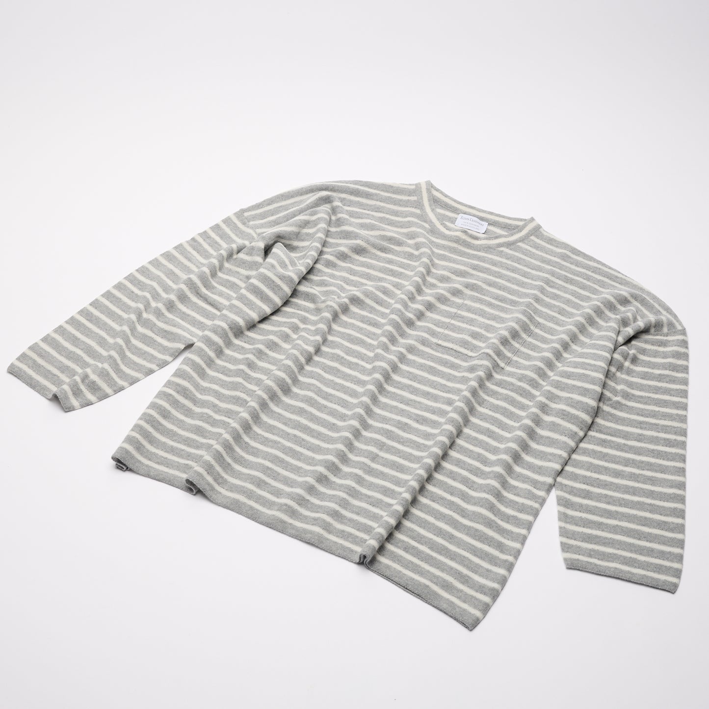 Unisex Striped Cashmere Jersey - Light Grey & White