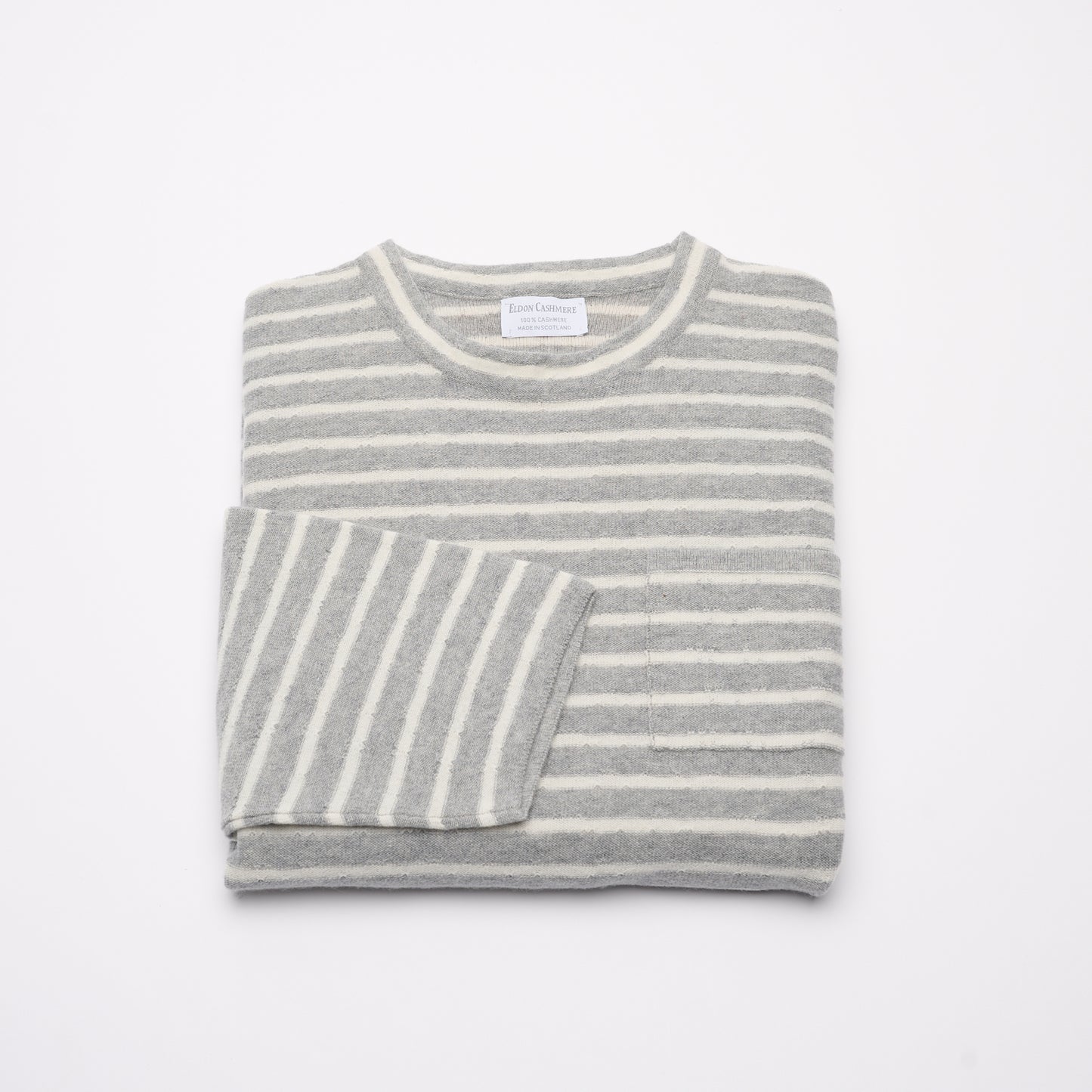 Unisex Striped Cashmere Jersey - Light Grey & White