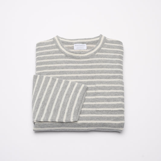 Unisex Striped Cashmere Jersey - Light Grey & White