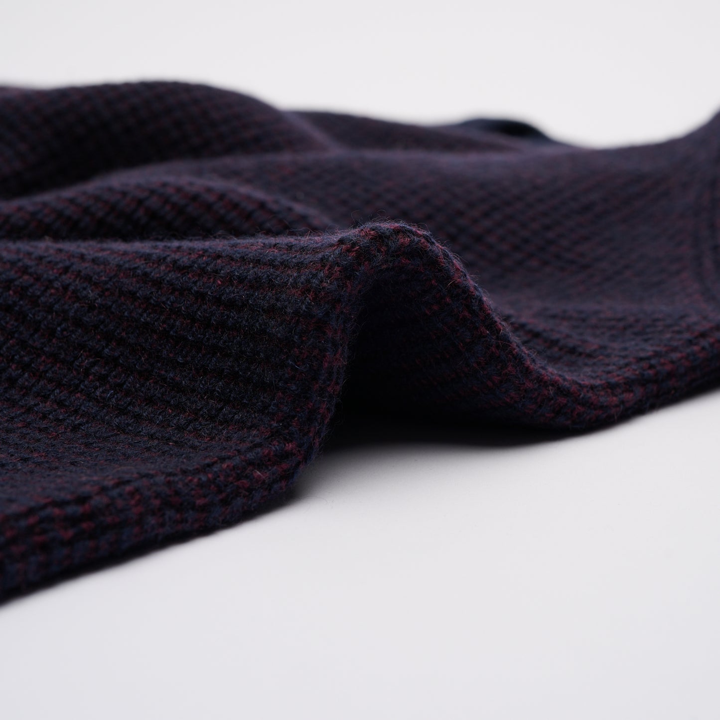 Waffle Knit Men's Jumper - Navy Blue & Plum
