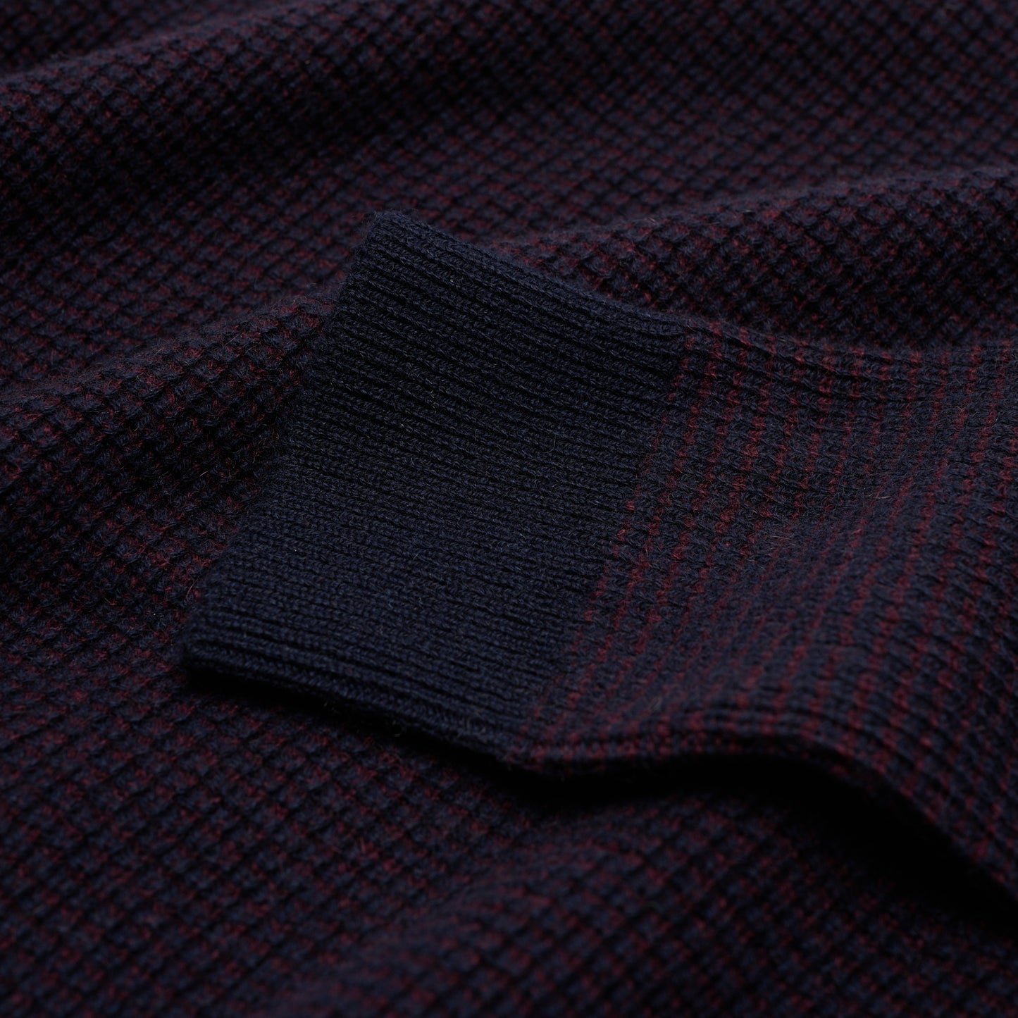 Waffle Knit Men's Jumper - Navy Blue & Plum