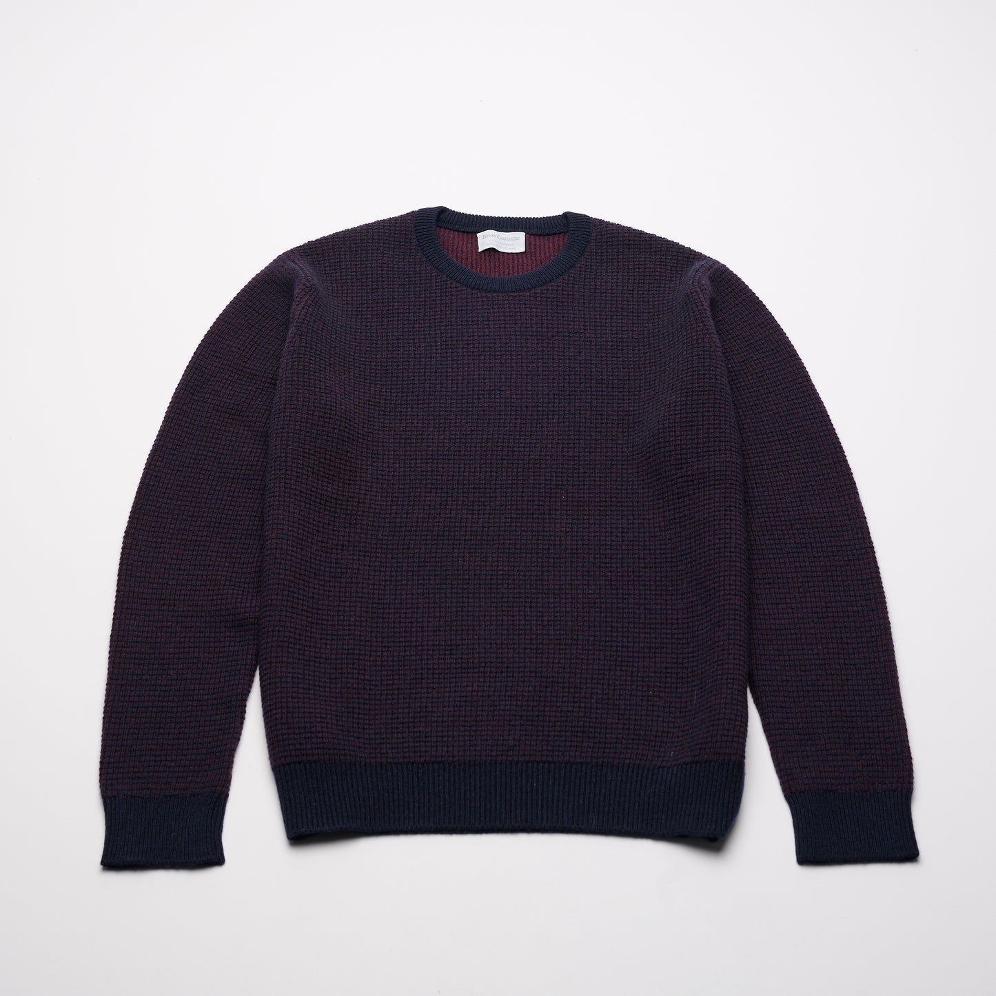 Waffle Knit Men's Jumper - Navy Blue & Plum