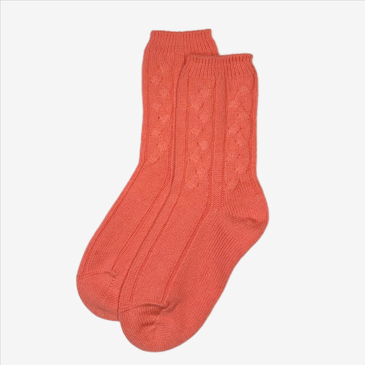 Coral - Cable Knit Short Bed Socks