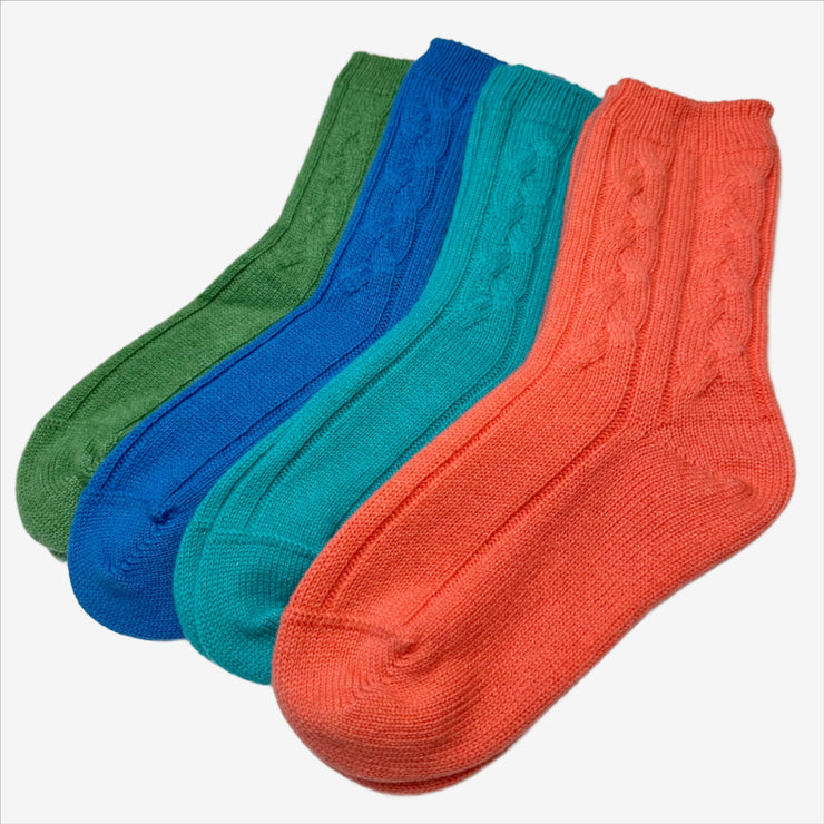 Coral - Cable Knit Short Bed Socks