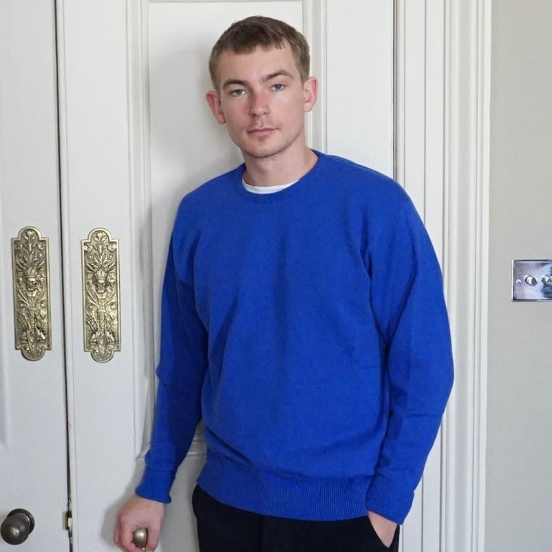 Luxury Classic 4 Ply Crew Neck Jumper - Klein Blue
