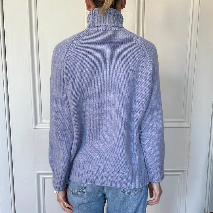 Chunky Knit Relaxed Roll Neck Jumper - Lavender Marl