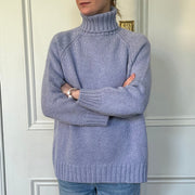 Chunky Knit Relaxed Roll Neck Jumper - Lavender Marl