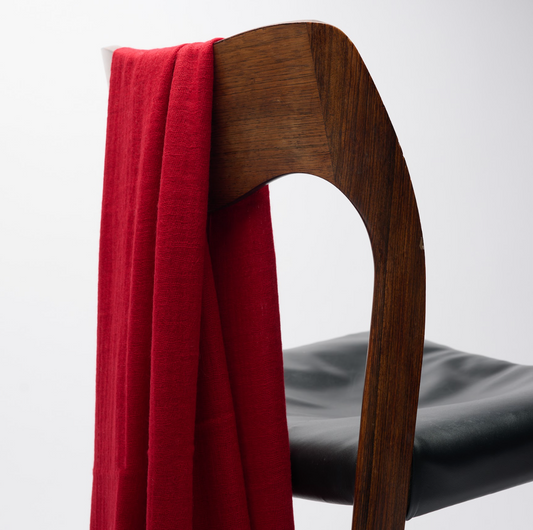 Hand Spun & Handwoven Cashmere Shawl - Ruby