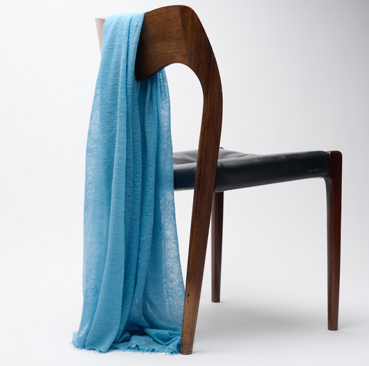 Felted Light Weight Handwoven Cashmere Shawl - Carolina Blue
