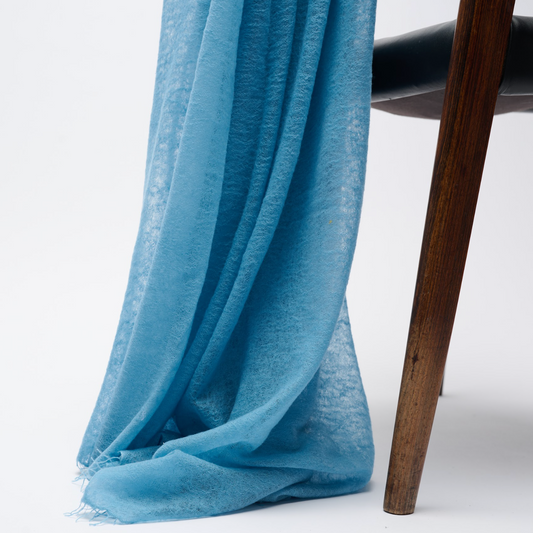 Felted Light Weight Handwoven Cashmere Shawl - Carolina Blue