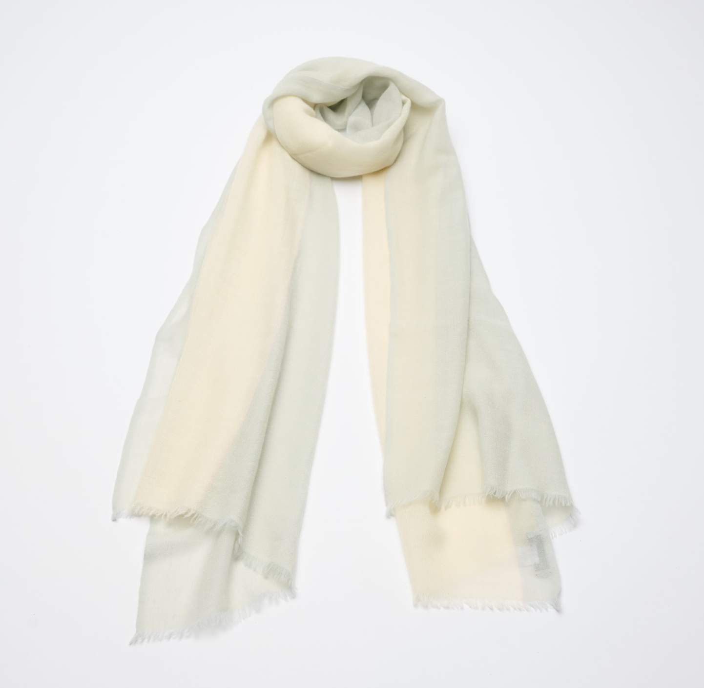 Two Toned Light Weight Handwoven Shawl - Soft Blue & Cream