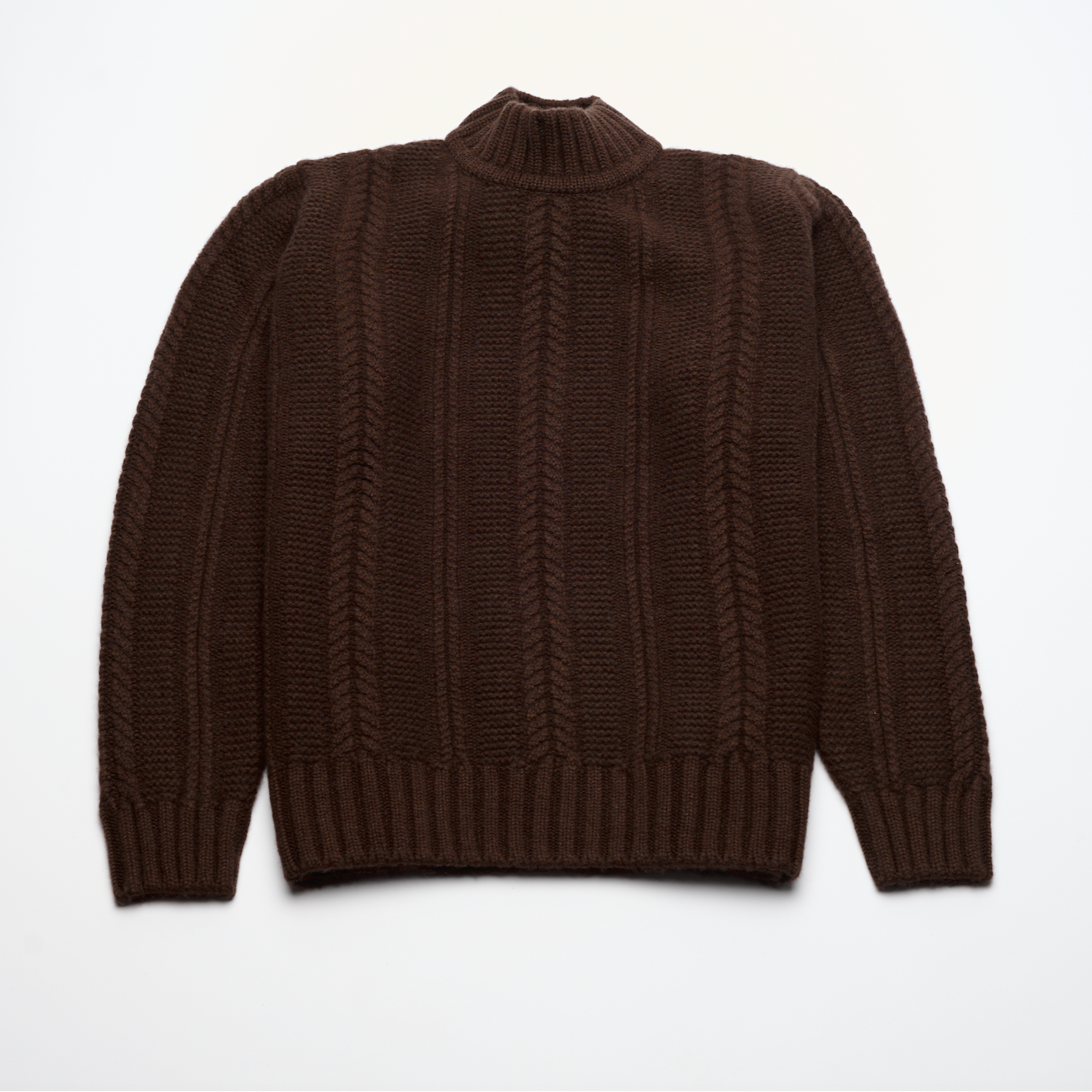 Cable Turtle Neck Jumper - Chocolate Brown Marl