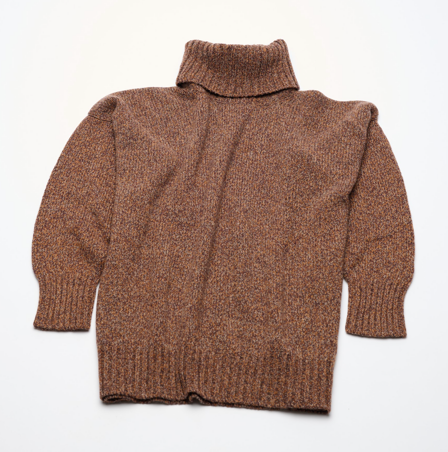 Oversized Cashmere 8 Ply Roll Neck - Russet Marl