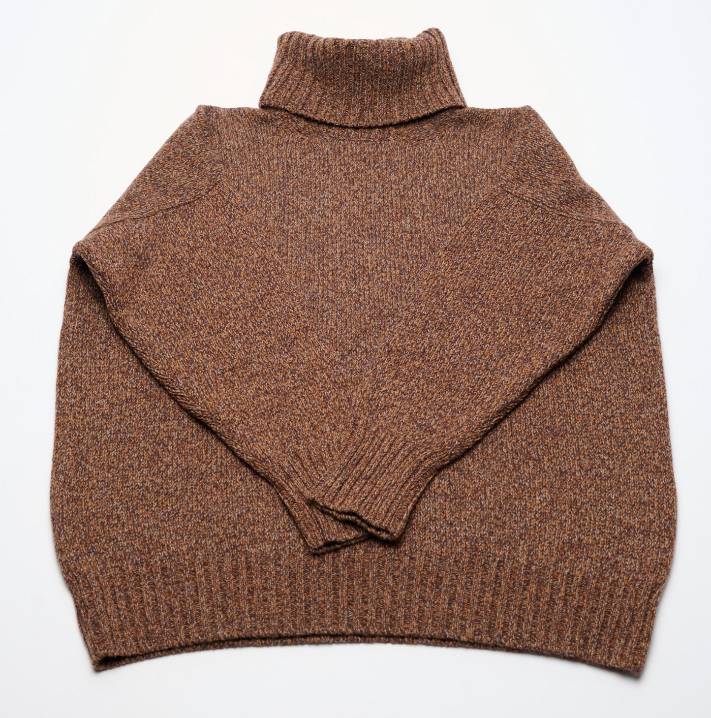 Oversized Cashmere 8 Ply Roll Neck - Russet Marl
