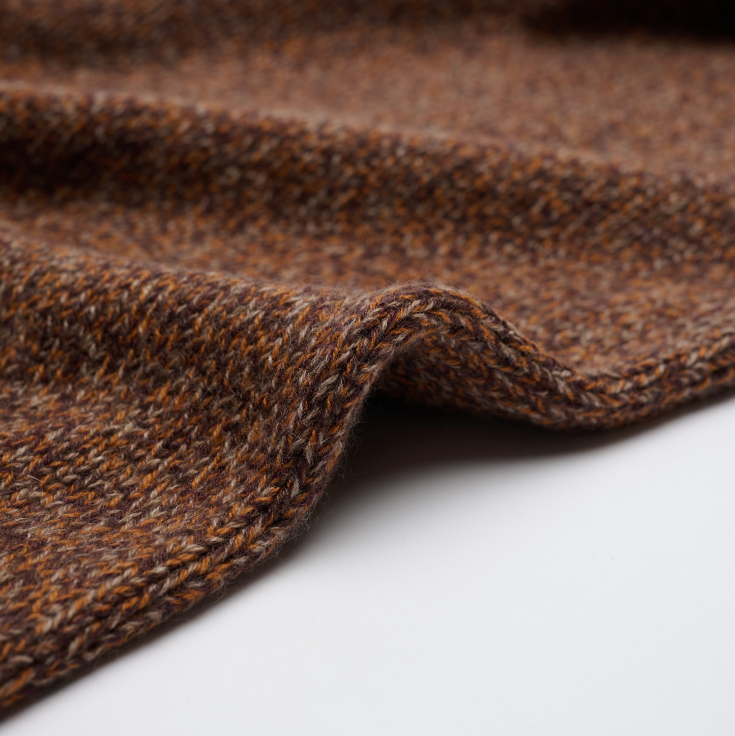 Oversized Cashmere 8 Ply Roll Neck - Russet Marl
