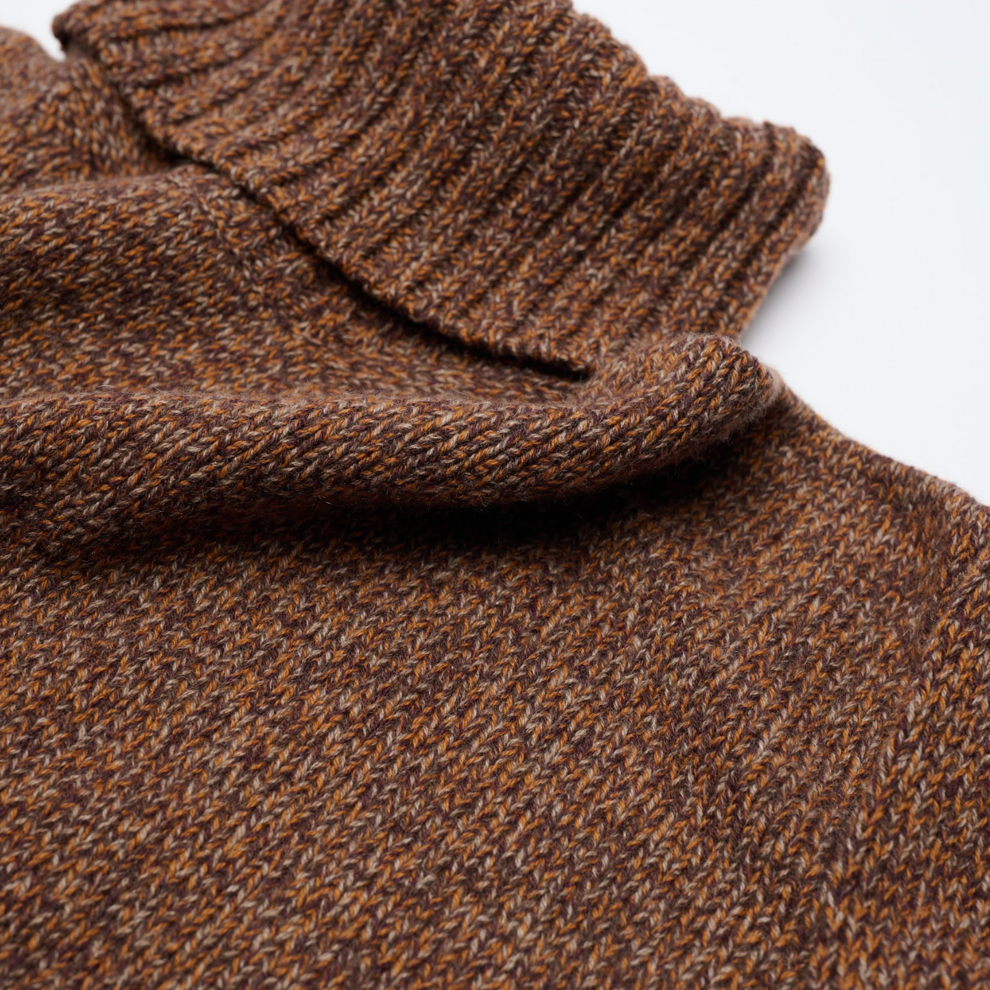 Oversized Cashmere 8 Ply Roll Neck - Russet Marl