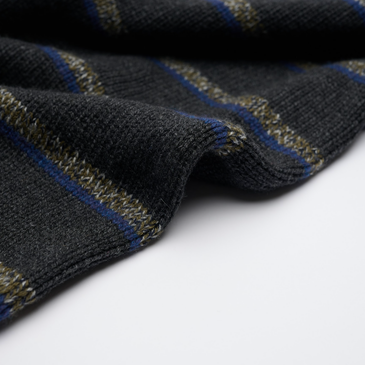 Oversized Cashmere 8 Ply Roll Neck - Charcoal Stripes
