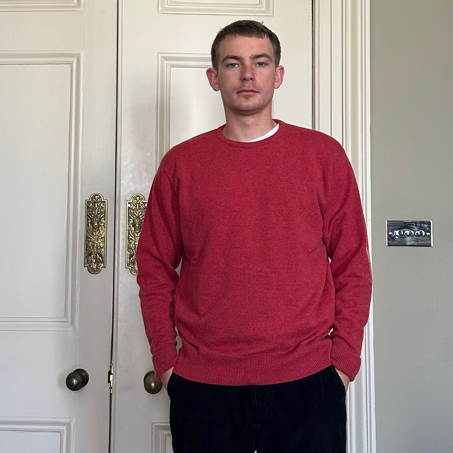 Luxury Classic 4 Ply Crew Neck Jumper - Poppy Melange