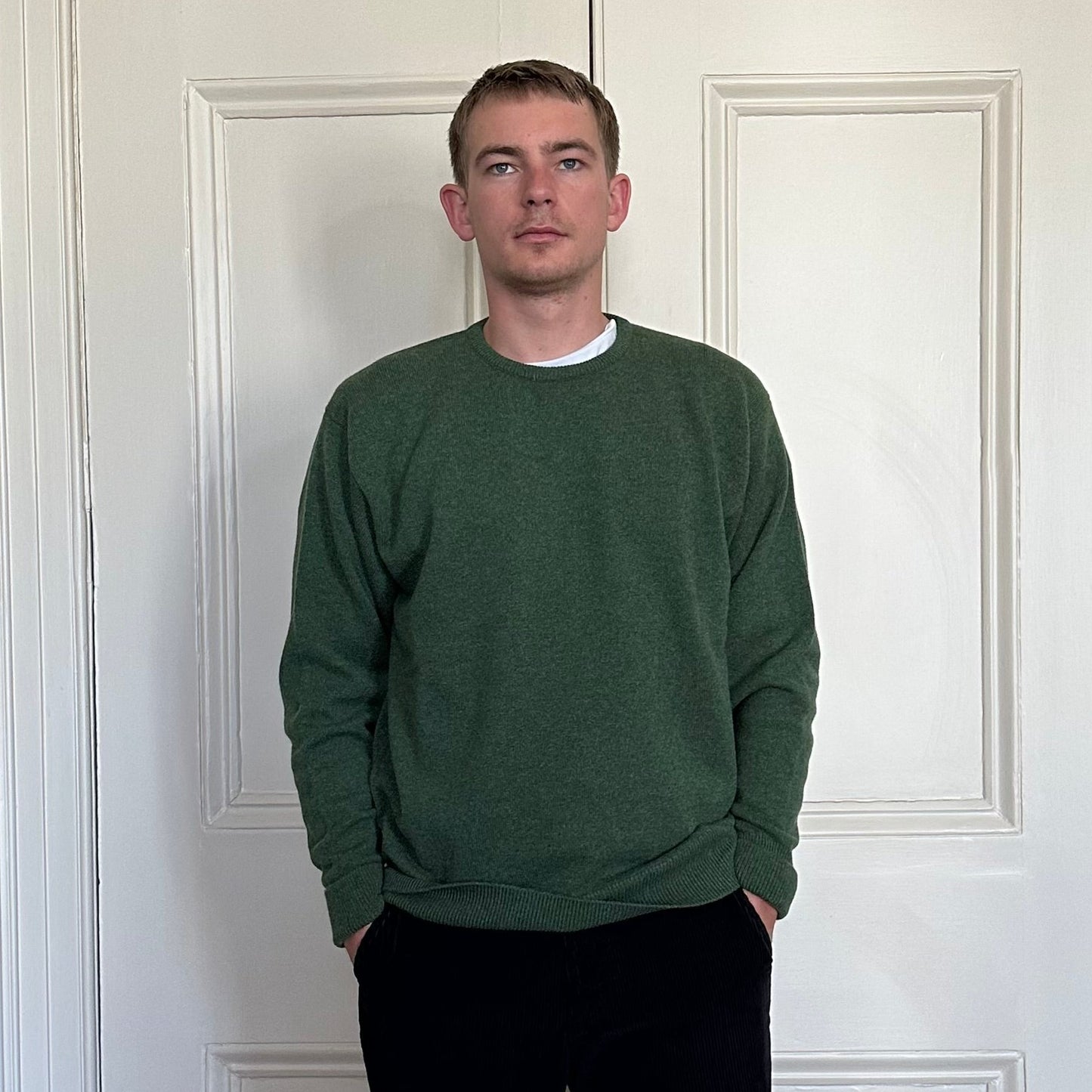 Luxury Classic 4 Ply Crew Neck Jumper - Serpentine Green