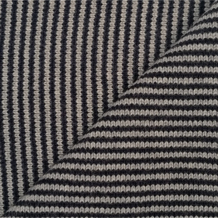 Navy & Light Grey Striped Cashmere Scarf