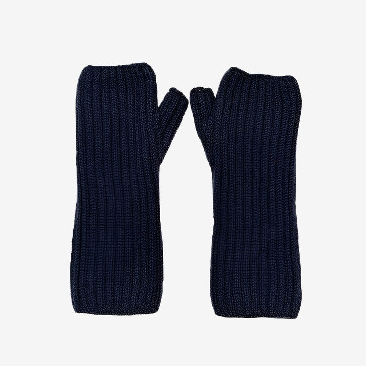 Ribbed Wrist Warmers - Navy