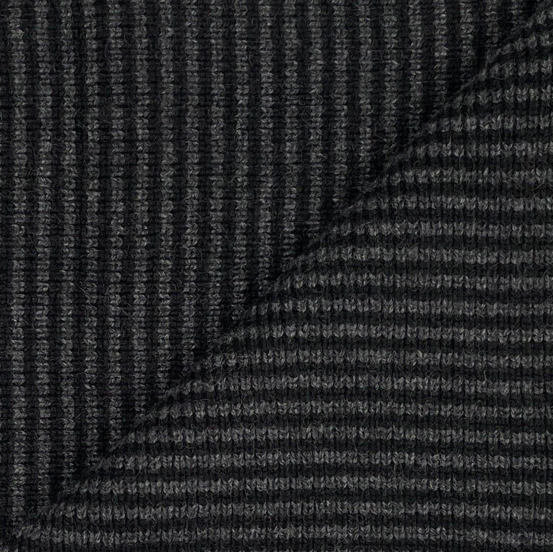 Black & Charcoal Striped Cashmere Scarf