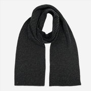 Black & Charcoal Striped Cashmere Scarf