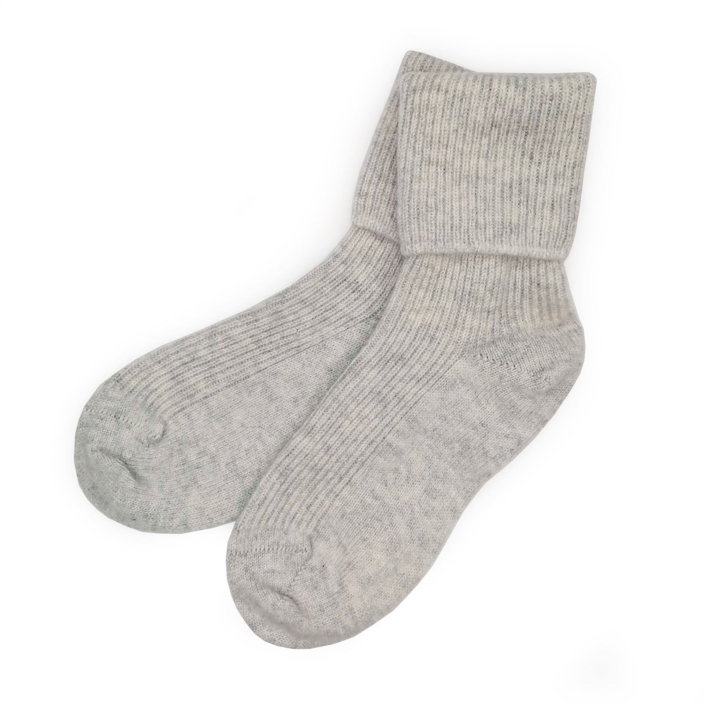 Light Grey - Plain Rib Ladies Bed Socks