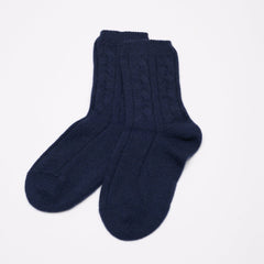 Navy Blue - Cable Knit Short Bed Socks