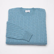 Light Blue Marl - 3ply Cable Knit Jumper