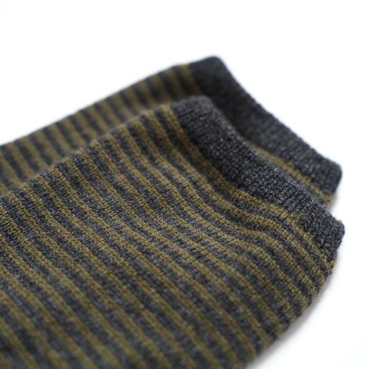 Women's Striped Socks - Charcoal & Olive