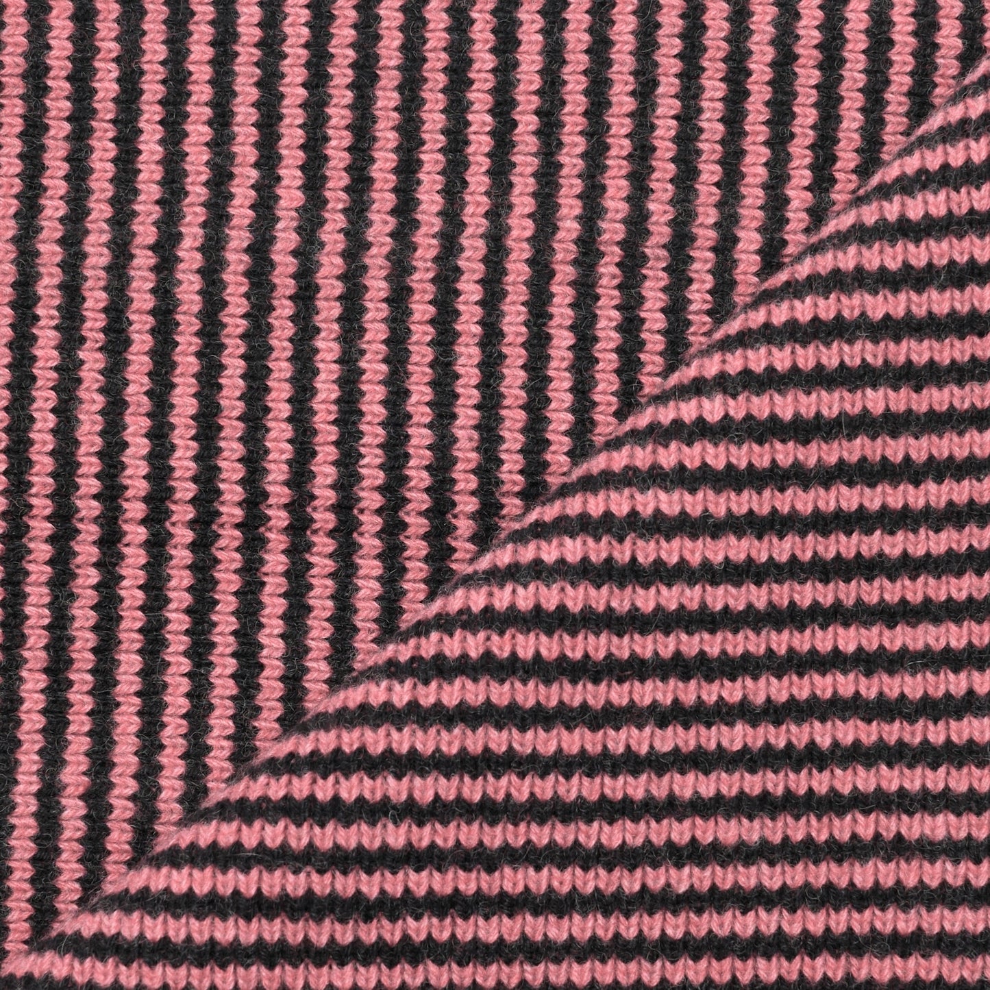 Crushed Creamy Strawberry & Black Striped 5 Ply Cashmere Scarf
