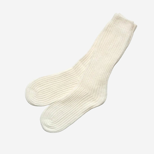 Women's All Ribbed Cream Socks