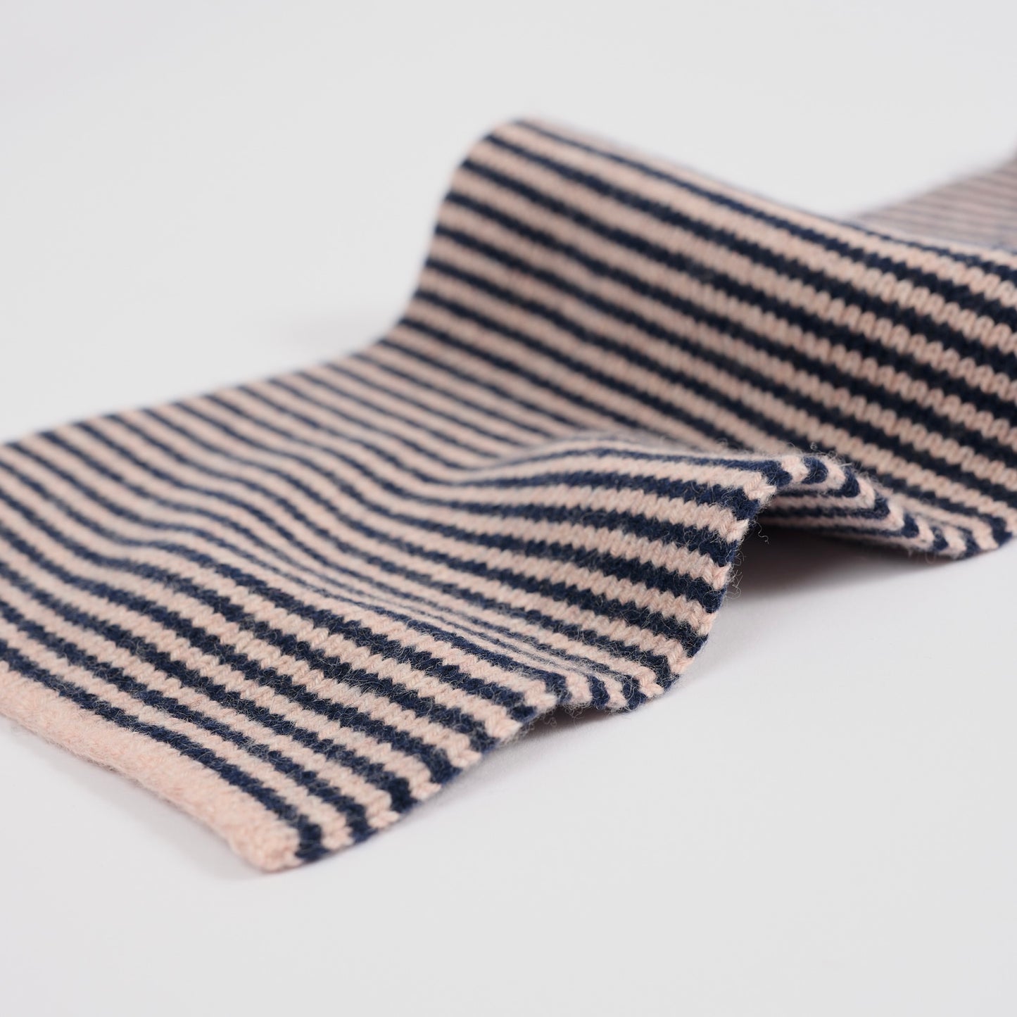 Black Navy & Blush Striped 5 Ply Cashmere Scarf