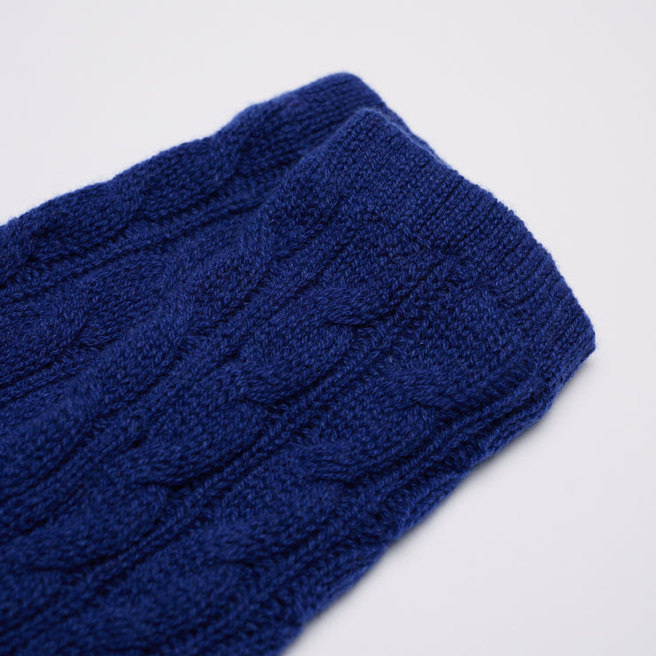 Long Cable Wrist Warmers - Royal Blue