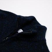 Donegal 8 Ply Cashmere Zip Cardigan - Navy Blue