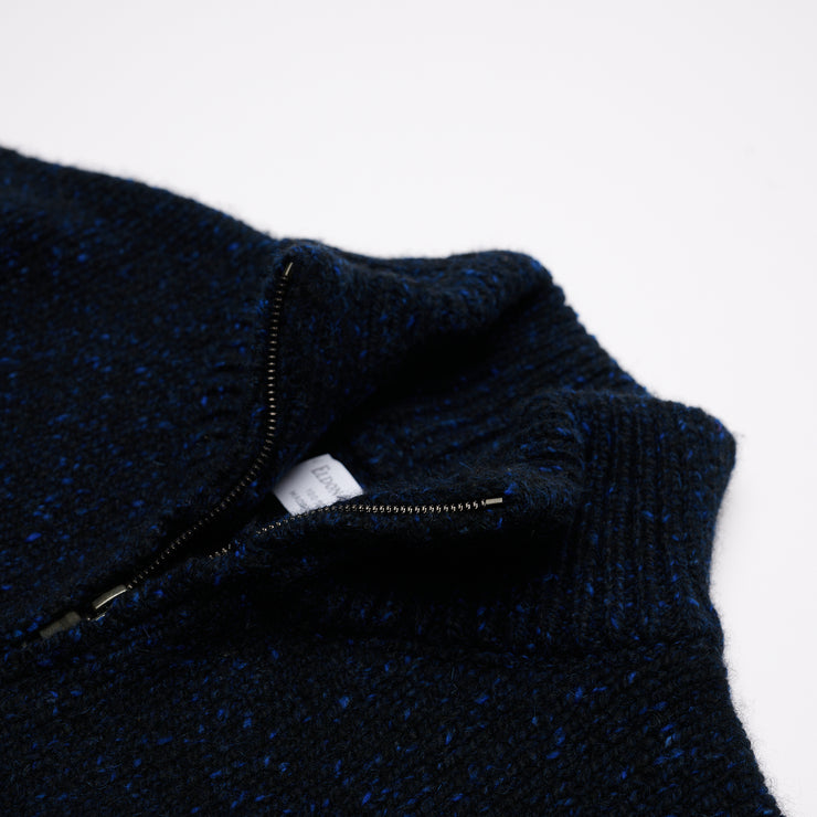 Donegal 8 Ply Cashmere Zip Cardigan - Navy Blue