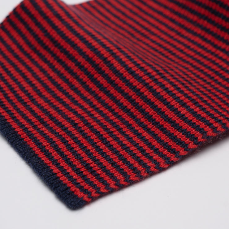 Pillar Box Red & Navy Striped Cashmere Scarf