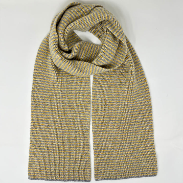 Yellow Marl & Grey Marl 5 ply Cashmere Scarf