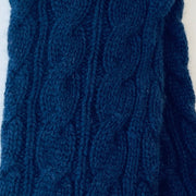 Long Cable Wrist Warmers - Navy Blue