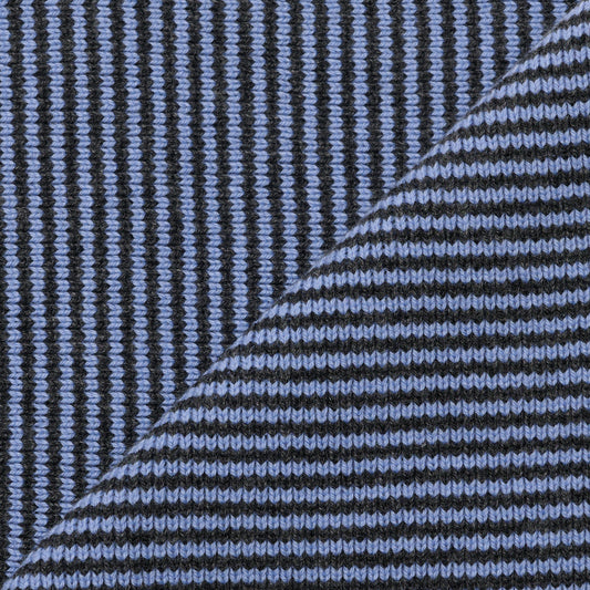 Charcoal & Bluebell Striped Cashmere Scarf